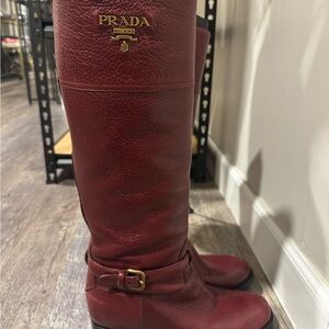 Prada Burgundy Leather Boots